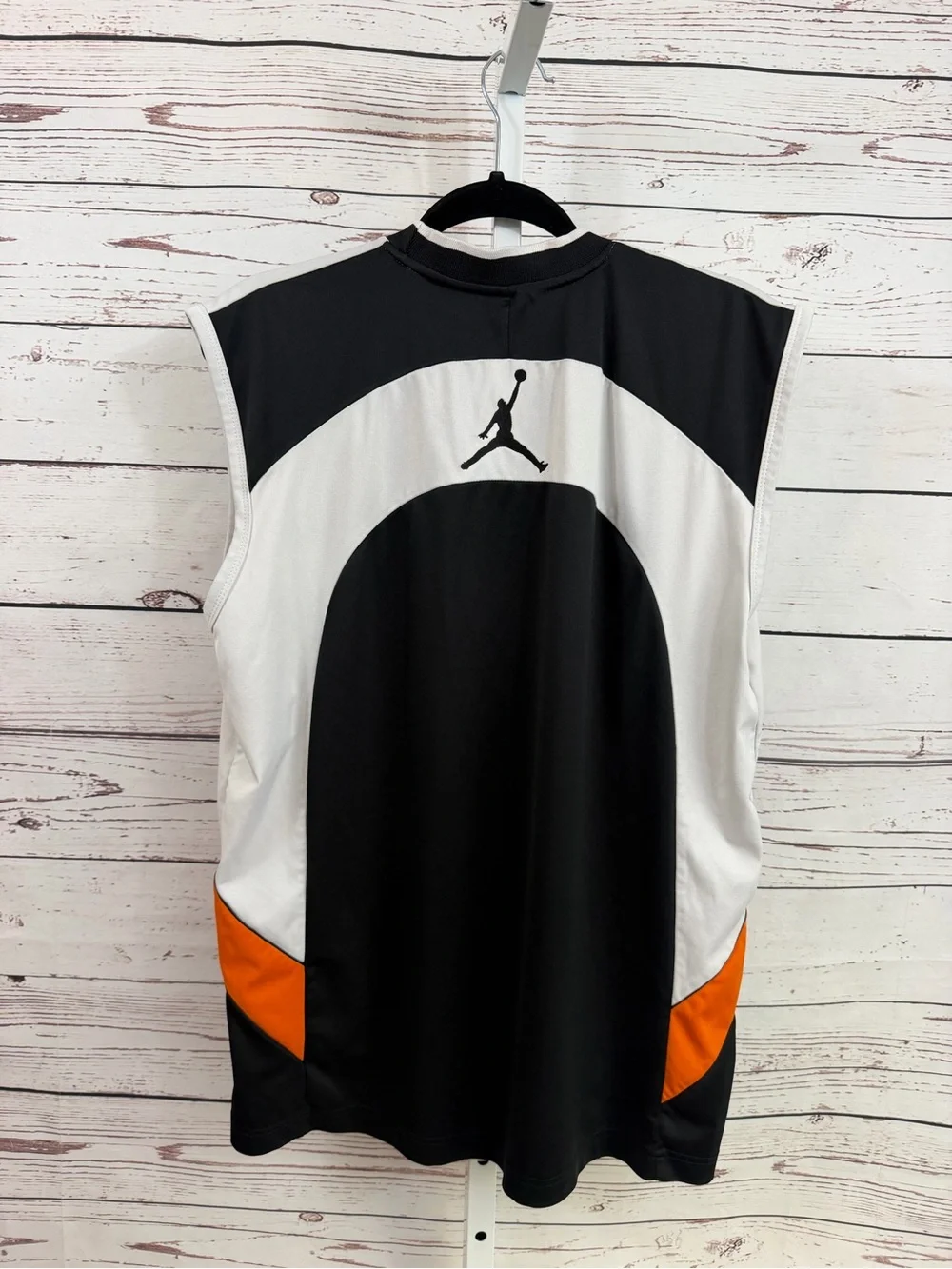 Vintage Jordan Brand Sleeveless Jersey Tank Top Mens XL Black White Orange Y2K